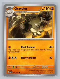 Pokemon TCG #075/165 Graveler SV: Scarlet & Violet 151 Normal Near Mint - Image 1