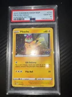 Pikachu SWSH234 Holo Black Star Promo Pokemon Go PSA 10 - Image 1