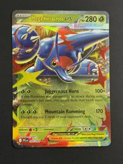 Pokemon Mega Heracross ex 004/094 Me02: Phantasmal Flames Holo Double Rare NM - Image 1