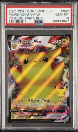 2021 POKEMON SWSH BLACK STAR PROMO PIKACHU VMAX BOX FULL ART/PIKACHU VMAX PSA 10 - Image 1