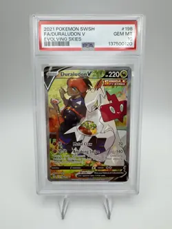 2021 POKEMON EVOLVING SKIES DURALUDON V FULL ART #198 PSA 10 GEM MINT - Image 2