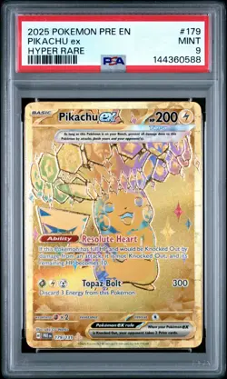 2025 POKEMON PRE EN-PRISMATIC EVOLUTIONS HYPER RARE #179 PIKACHU EX PSA 9 - Image 1