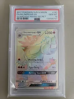 2017 POKEMON SUN & MOON GUARDIANS RISING FA/INCINEROAR GX # 147 -SECRET PSA 10 - Image 1