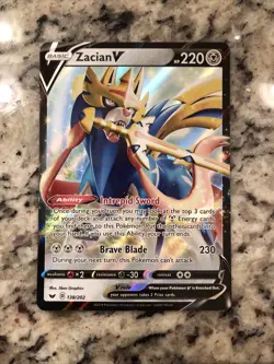 Zacian V 138/202 Holo Rare Sword and Shield Pokemon Card TCG NM - Image 1
