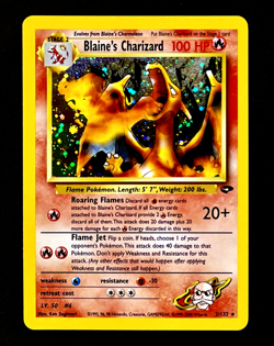 2000 Pokemon BLAINE'S CHARIZARD Gym Challenge HOLO Unlimited Edition Card 2/132 - Image 1