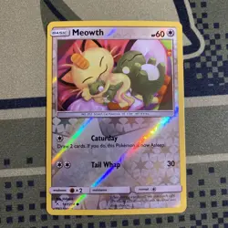 2019 Pokemon MEOWTH Unbroken Bonds REVERSE HOLO Sun & Moon Set Card 147/214 NM+ - Image 1
