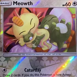 2019 Pokemon MEOWTH Unbroken Bonds REVERSE HOLO Sun & Moon Set Card 147/214 NM+ - Image 4