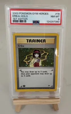 Pokemon TCG Erika Gym Heroes 16/132 Holo 1st Edition PSA 8 - Image 1