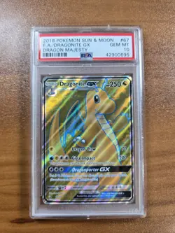 2018 Pokemon Sun & Moon Dragonite GX Dragon Majesty #67 PSA 10 GEM MT - Image 1