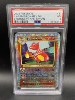 2002 POKEMON LEGENDARY COLLECTION #37 CHARMELEON-REVERSE FOIL PSA 7 - Image 1