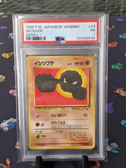 1998 Pokemon Japanese Geodude #74 Glossy Vending Series 1 PSA 1 PR - Image 1