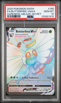 PSA 10 - Pokemon TCG Butterfree VMAX Darkness Ablaze 190/189 Holo Secret Rare - Image 1