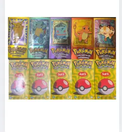 Pokemon TOPPS Series 1 - Complete JUMBO Boxtopper set 5/5 - EXC Tin topper 1999 - Image 3