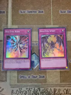 YUGIOH RED-EYES SPIRIT + RED-EYES BURN DRL2 SUPER 1ST ED NM - Image 1