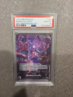 Monkey D. Luffy OP09-061 - One Piece 2nd Anniversary English Version - PSA 10 - Image 1