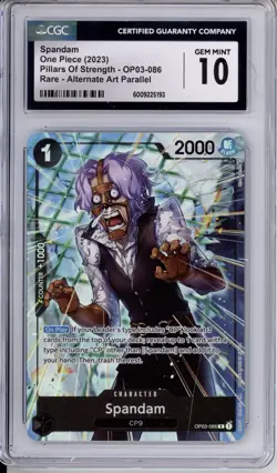 CGC 10 GEM MINT One Piece Pillars Of Strength Spandam Alt Art Parallel OP03-086 - Image 1