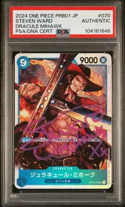 PSA AUTH - 2024 ONE PIECE JAPANESE PRB01 - 070 DRACULE MIHAWK STEVEN JOHN WARD - Image 1