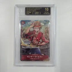 2022 One Piece Championship Top Prize MONKEY D. LUFFY Promo #P-001 BGS 10 BLACK - Image 1