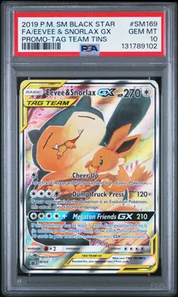 2019 POKEMON SM BLACK STAR PROMO #SM169 FULL ART/EEVEE & SNORLAX GX PSA 10 - Image 1
