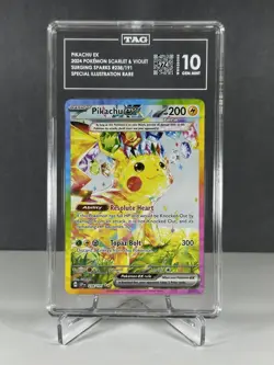 Pokemon 2024 Pikachu ex 238/191 SIR Surging Sparks GEM MINT TAG 10 - Image 3