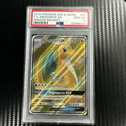 2018 Pokemon Sun Moon Dragon Majesty Dragonite GX Full Art #67/70 PSA 10 - Image 1
