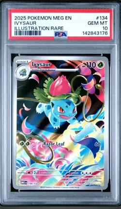 2025 Pokemon Mega Evolution Base #134 Illustration Rare Ivysaur PSA 10 Gem Mint - Image 1