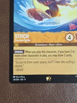 STITCH CAREFREE SURFER - Disney Lorcana/Fabled - 24/204, Legendary, COLD FOIL - Image 5