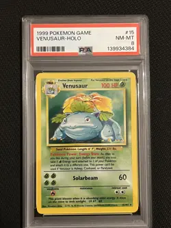 Beautiful Pokemon Card Holo Base Set Venusaur 15/102 PSA 8 NM-Mint - Image 1