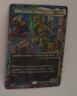 Mikey & Leo, Chaos & Order Borderless FOIL Teenage Mutant Ninja Turtles TMNT MTG - Image 1