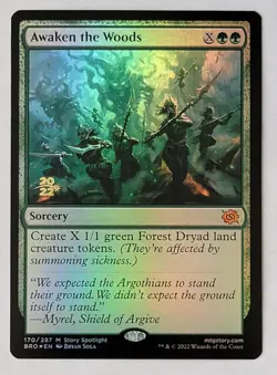 MtG Brothers' War AWAKEND THE WOODS Prerelease Promo FOIL NM - Image 1