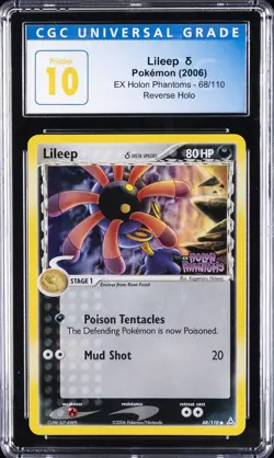 2006 POKEMON EX HOLON PHANTOMS REVERSE HOLO LILEEP DELTA SPECIES CGC 10 PERFECT - Image 1