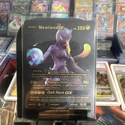 Mewtwo GX Black Foil Fan Art Premium Textured Collector Pokemon Dark Nova - Image 1