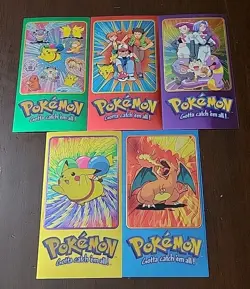 NM/LP! Pokemon TOPPS Series 2 - Complete JUMBO Boxtopper Set 5/5 Tin Topper - Image 1
