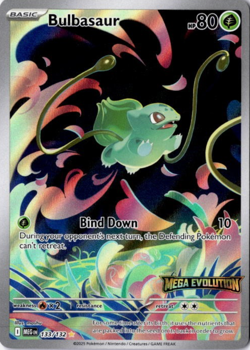 Bulbasaur Stamped 133/132 Mega Evolution Illustration Rare Full Art Pokemon TCG - Image 1