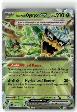 Teal Mask Ogerpon ex ⭐ 012/131 Holo Double Rare Prismatic Evolutions Pokemon NM - Image 1