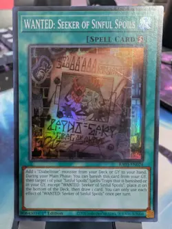 YuGiOh! WANTED: Seeker of Sinful Spoils RA03-EN074 Super Rare 1st Ed - Image 1