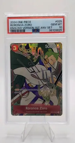 Roronoa Zoro One Piece 1st Anniversary Card #025 PSA 10 - Image 1