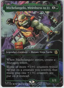 MTG Michelangelo Weirdness to 11 Borderless Foil NM TMNT Magic 214 - Image 1