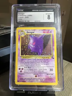 CGC 8 Gengar 1999 Fossil 5/62 Holo Pokemon Card - Image 1