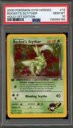 Pokemon Rocket's Scyther Gym Heroes 1st Edition Holo Rare #13 PSA 10 Gem Mint - Image 1