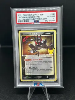 2021 POKEMON SWSH CELEBRATIONS ELITE TRAINER BOX #144 GRENINJA-GOLD STAR PSA 10 - Image 1