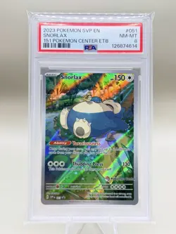 2023 POKEMON SVP EN BLACK STAR PROMO #051 SNORLAX 151 POKEMON CENTER ETB PSA 8 - Image 1