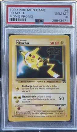 POKEMON 1999 GAME MOVIE PROMO #4 PIKACHU PSA 10 STAMP - Image 1
