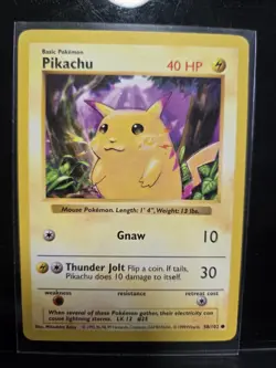 Pikachu 058/102 Base Set (Shadowless) Regular Pokemon Card Yellow Cheeks LP - Image 1