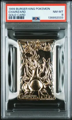 1999 BURGER KING POKEMON GOLD CARDS CHARIZARD PSA 8 - Image 1