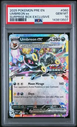 2025 Pokemon Pre En-Prismatic Evolutions #060 Umbreon Ex Stamped PSA 10 - Image 1