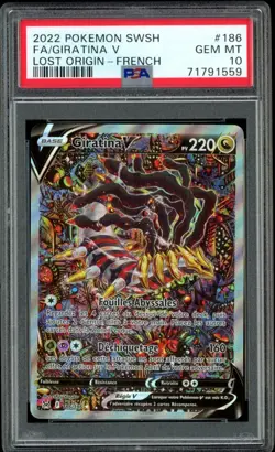 2022 Pokemon SWSH #186 Giratina V Alt Art Lost Origin PSA 10 FRENCH - Image 1