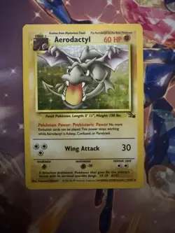 Pokemon TCG Aerodactyl Holo Unlimited Rare 1/62 Fossil MP - Image 1
