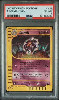 2003 Pokemon Starmie Skyridge Holo Rare #H28 PSA 8 POP 131 WITH SWIRL - Image 1