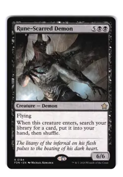 Rune-Scarred Demon R Foundations 184 NM MTG Magic - Image 1